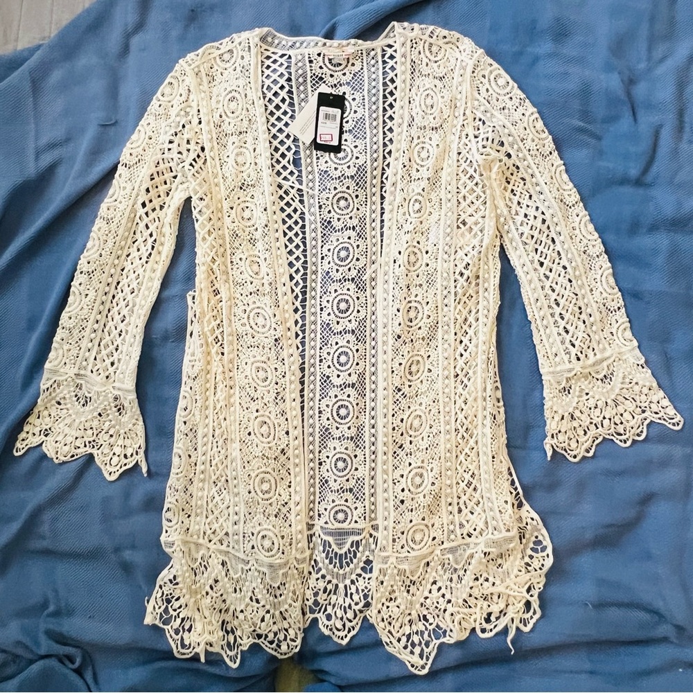 Guess Cream Lace Cardigan Jacket